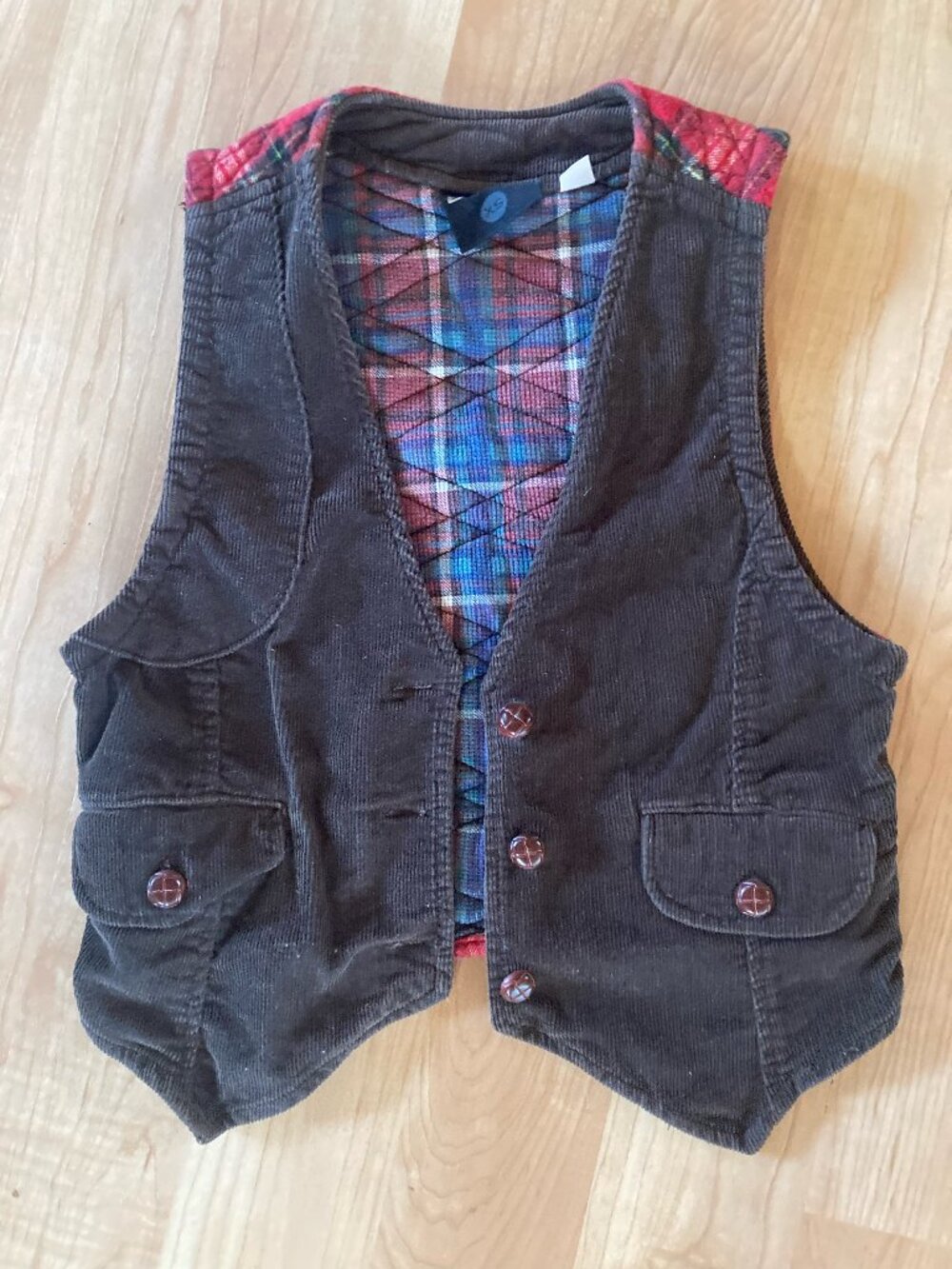 Corduroy and Flannel Vest Urban Outfitters